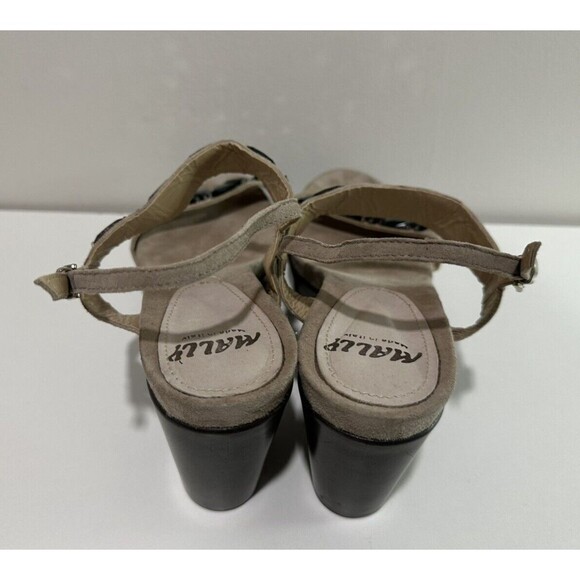 Mally women  size US 11 EU 41 beige suede buckle wedged heel sandals with jewels - Picture 11 of 13